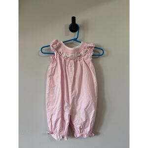 Lil cactus Baby Light Pink Easter Bunny Smocked Romper Size 3-6 Months